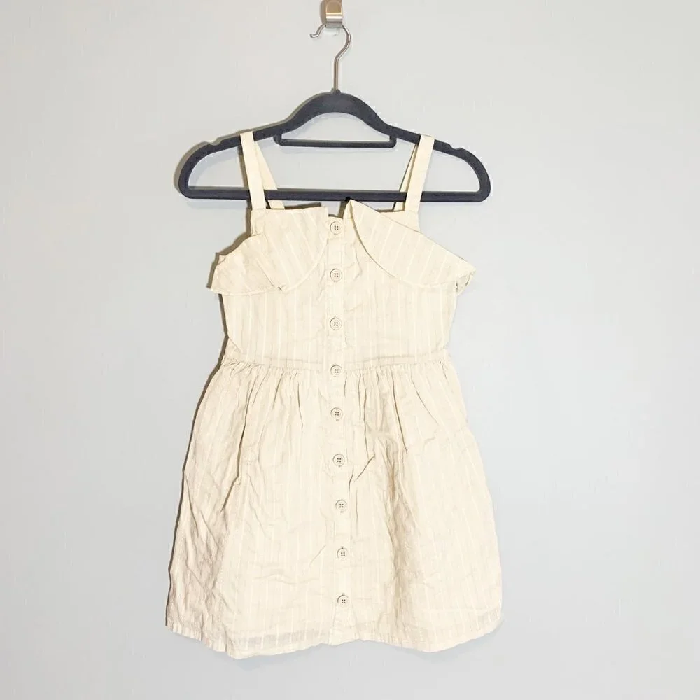 5/$25 Gymboree Girls Cream Pinstripe Button Front Ruffle Dress Size 10